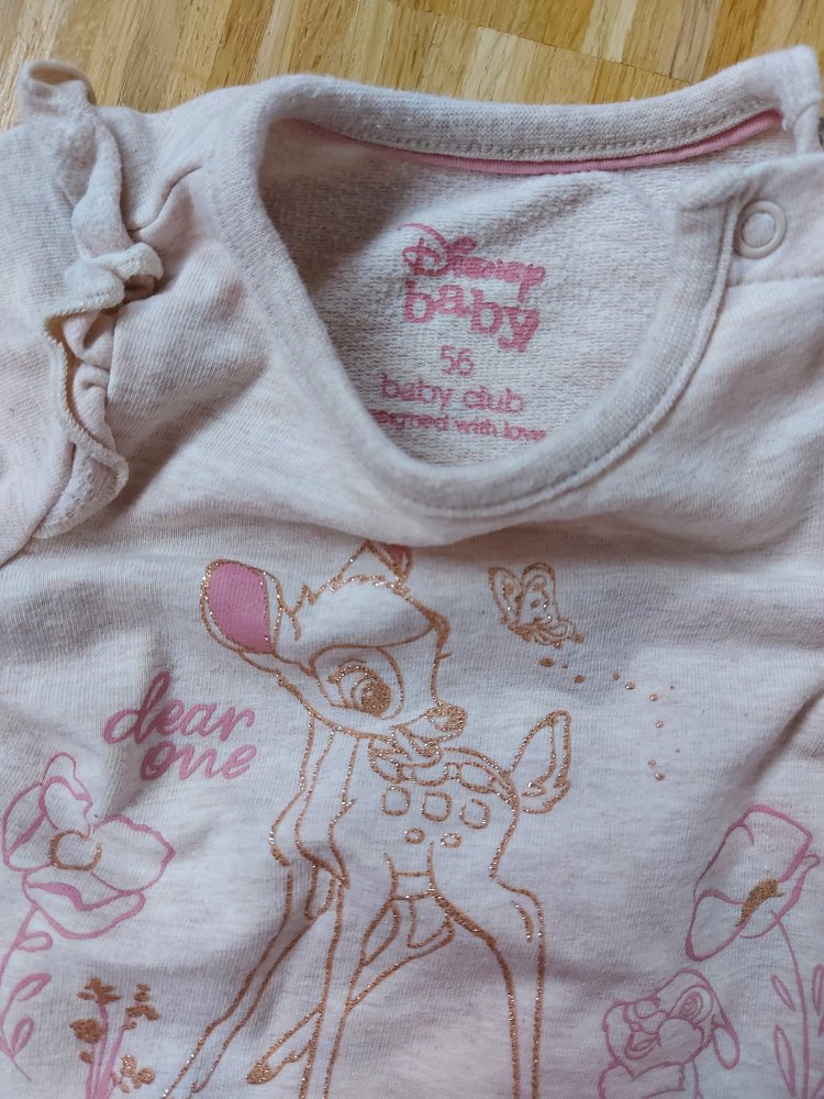 langärmliger cremebeiger Babypullover mit Bambimotiv dear one Gr. 56