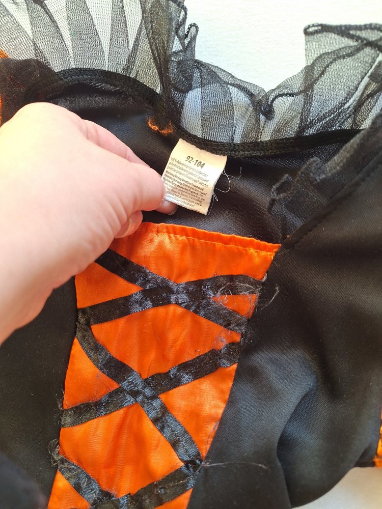 schwarz-oranges Kürbiskleid mit Tüll / Halloweenkostüm 92-104