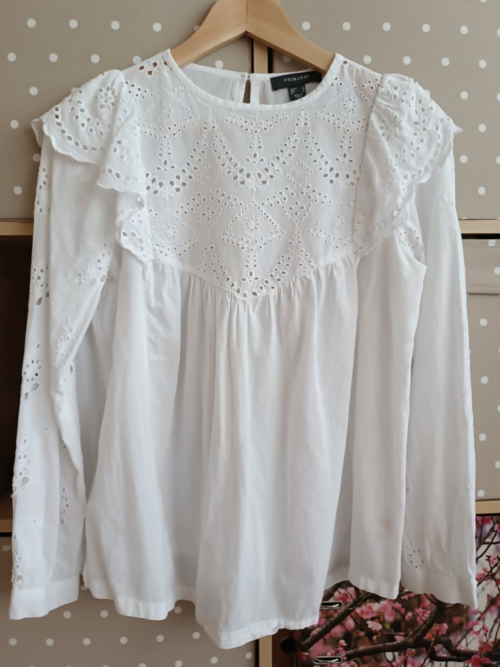 Bluse mit Lochmuster Gr. 34