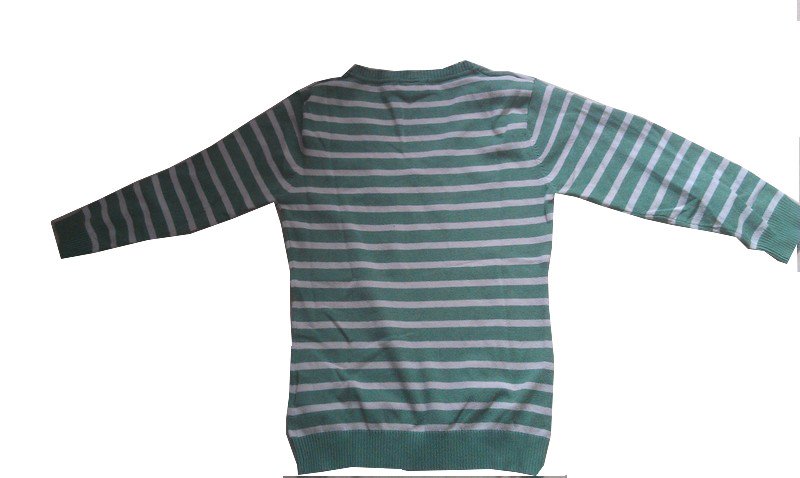Pullover Strick Streifen grün beige Gr. M V-Ausschnitt H&M
