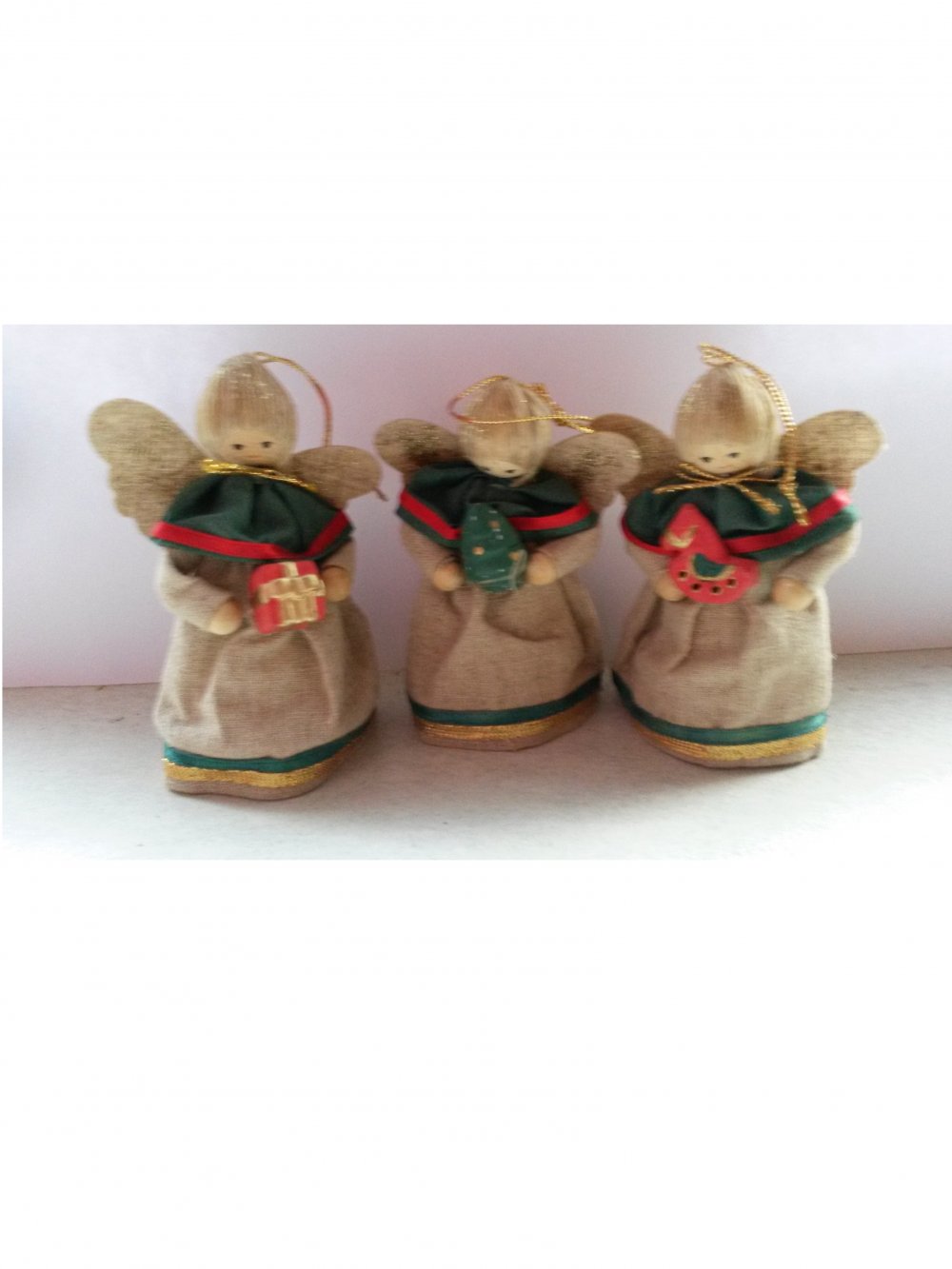 3 x Engel Kleid Baumwolle 10 cm Weihnachten