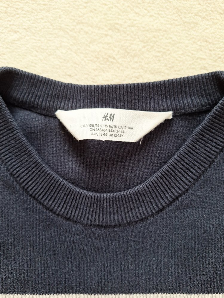 H&M Ringel Pullover 158/164 (152) blau-weiß Baumwolle