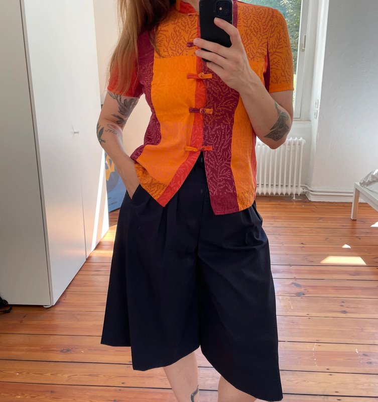 Kenzo Jungle 90s Bluse mit Mao Kragen 90er