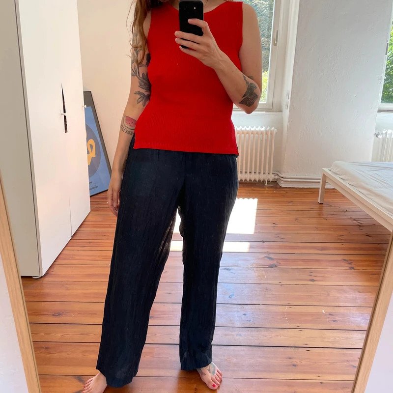 Dünne lockere Vintage Hose aus Leinen