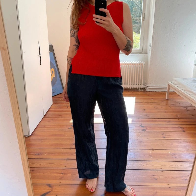 Dünne lockere Vintage Hose aus Leinen