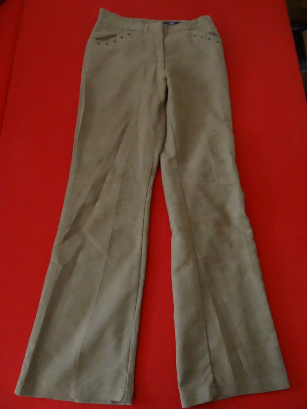 TCM Hosenanzug Wildlederoptik Hose und Jacke / Bluse Oberteil beige mit Schnürung Gr. 38