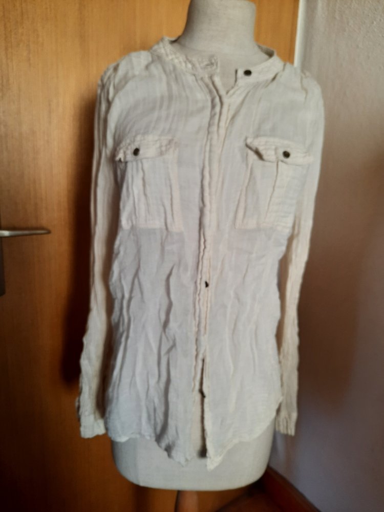 Mango langarm Bluse Gr. M Beige 