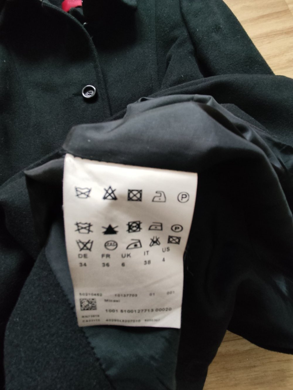 Hugo Boss Mantel Schurwolle Cashmere Gr.XS schwarz 