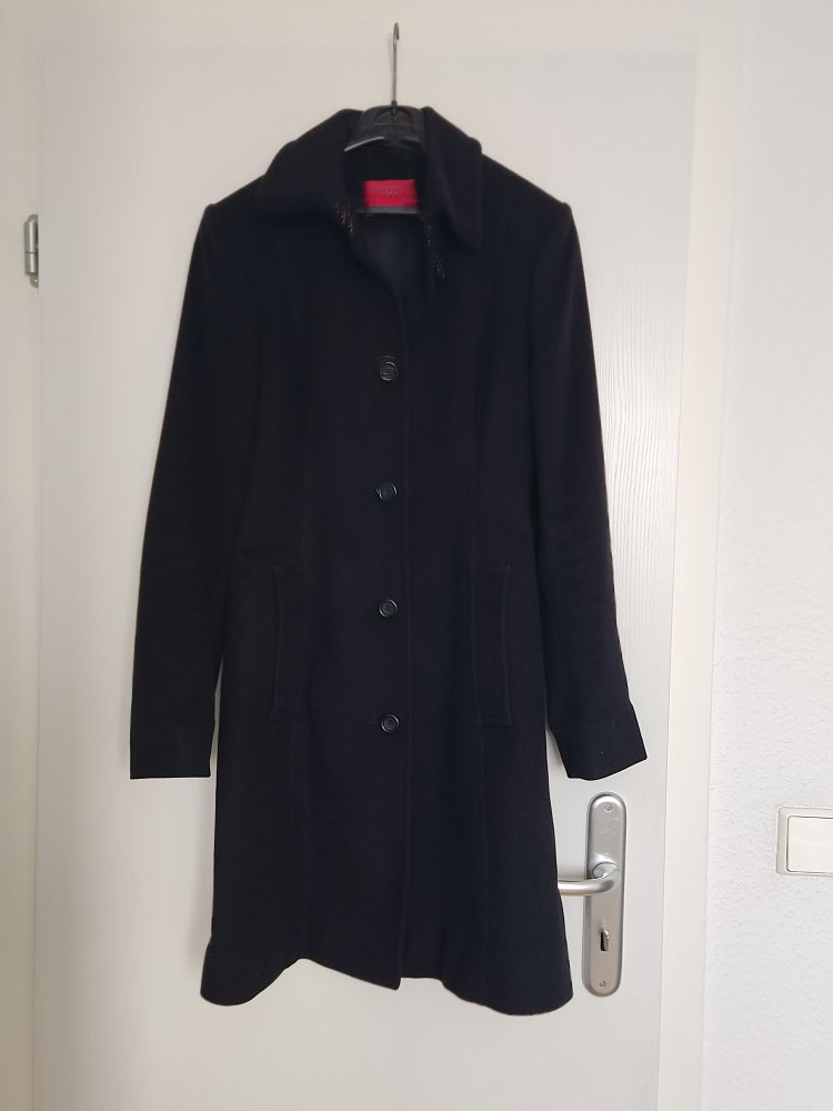 Hugo Boss Mantel Schurwolle Cashmere Gr.XS schwarz 