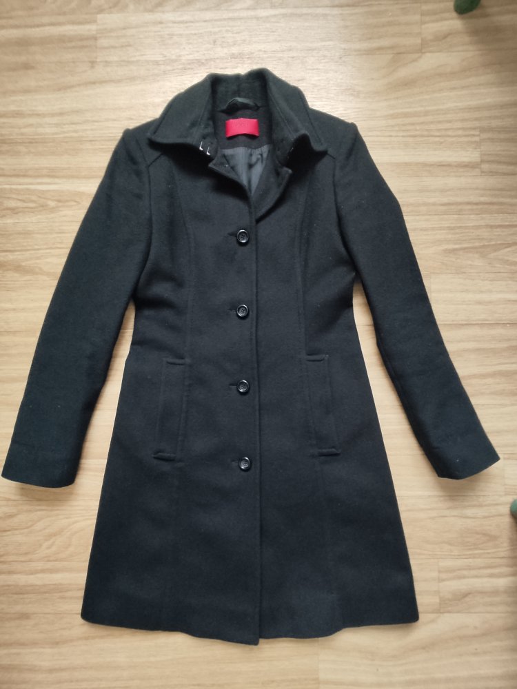 Hugo Boss Mantel Schurwolle Cashmere Gr.XS schwarz 