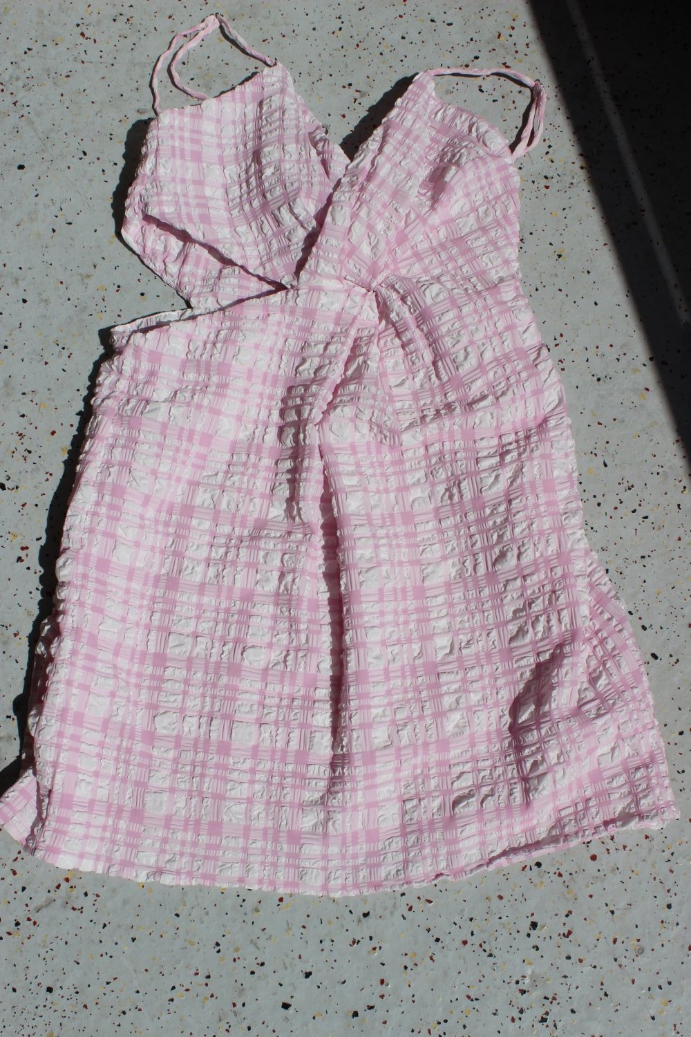 Neu! Zara Wickelkleid Cut Out Empire Vichy Karo Pastell pink rosa weiß
