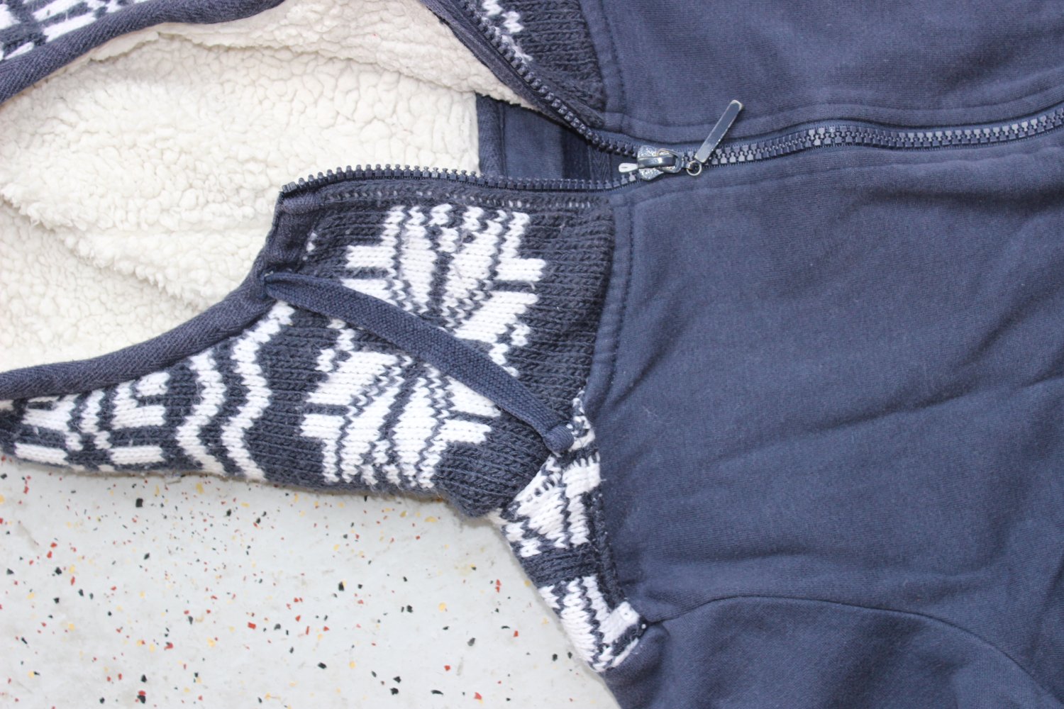 Sweatjacke Hoodie dunkelblau Strickkapuze Teddyfutter