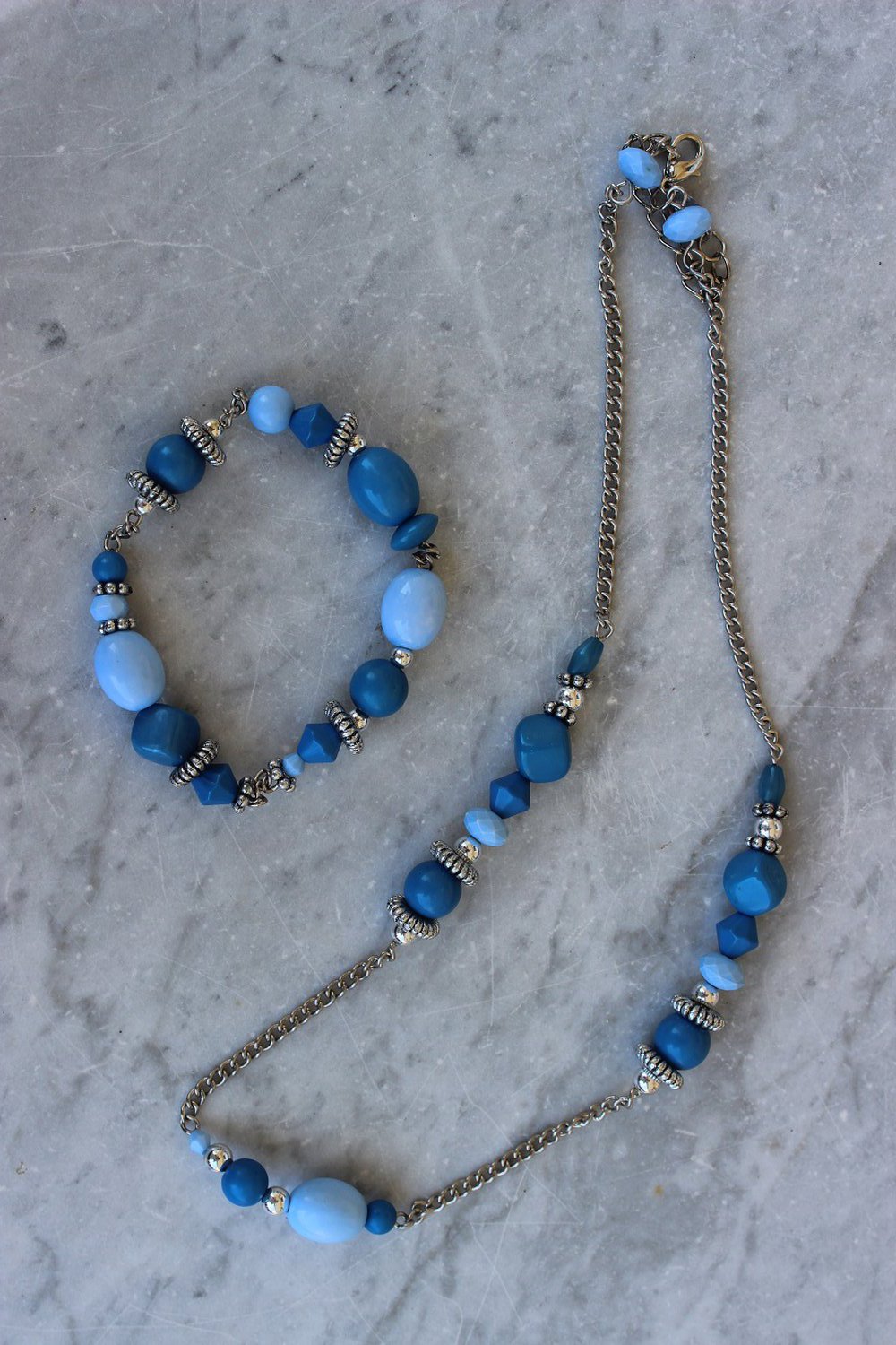 Schmuck-Set blaue Steine 