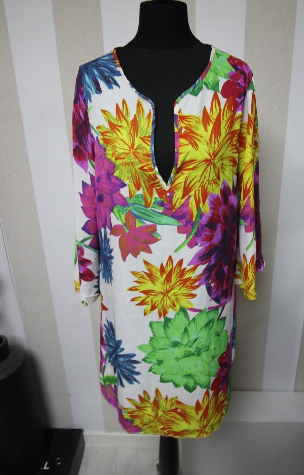 Zara Tunika Kleid Longshirt bunt blumen