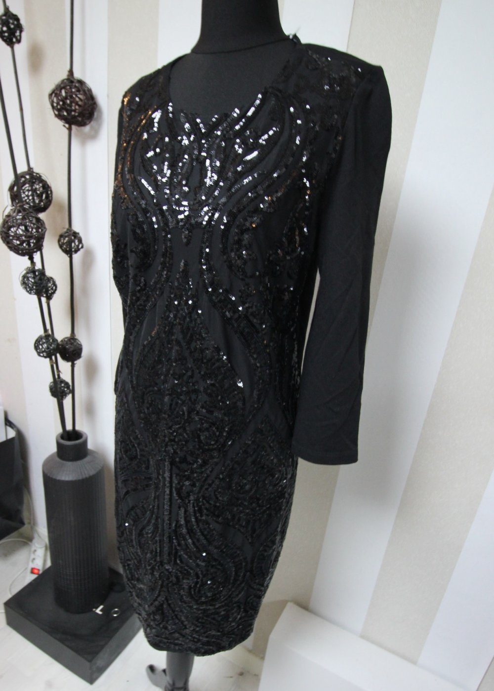 Kleid mit Pailletten Abendkleid Party Cocktailkleid Silvester Weihnachten