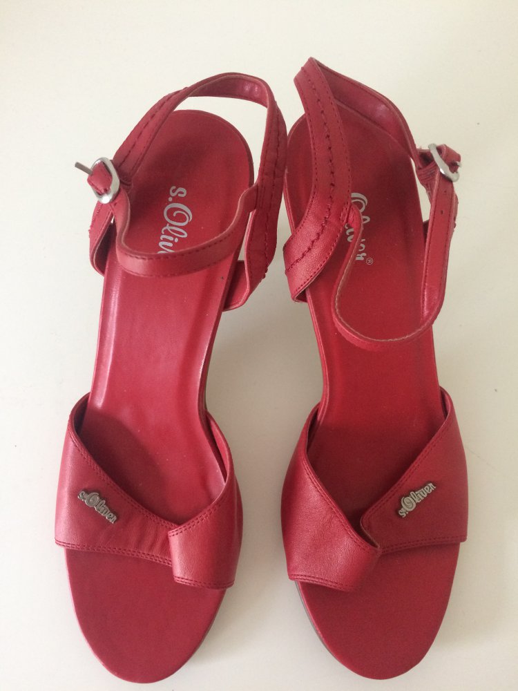 „s. OLIVER „ LEDER ROTE SANDALEN GR. 40