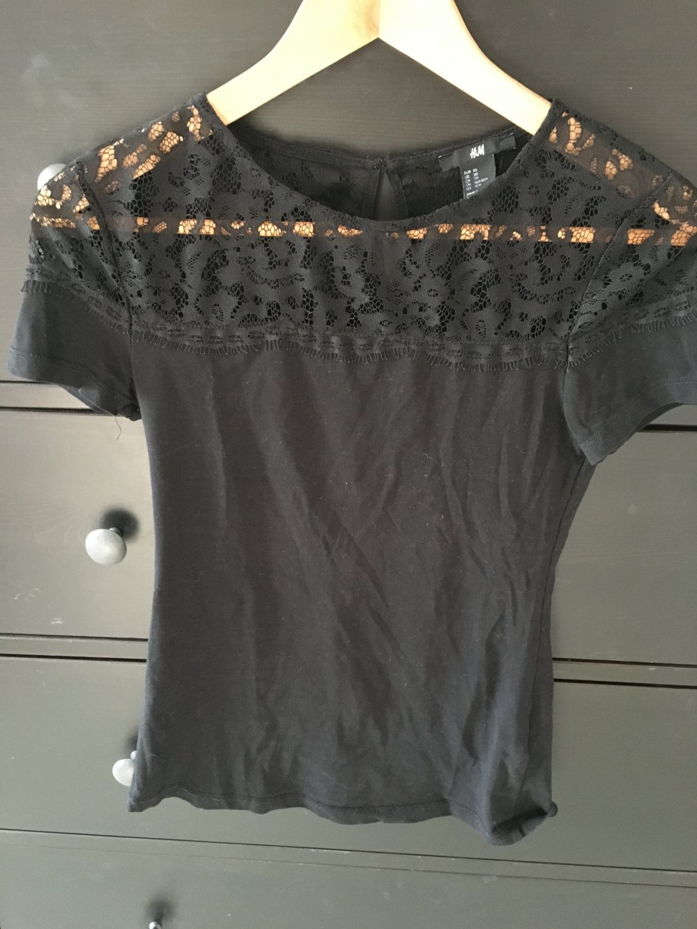 Shirt schwarz mit Spitze H&M XS