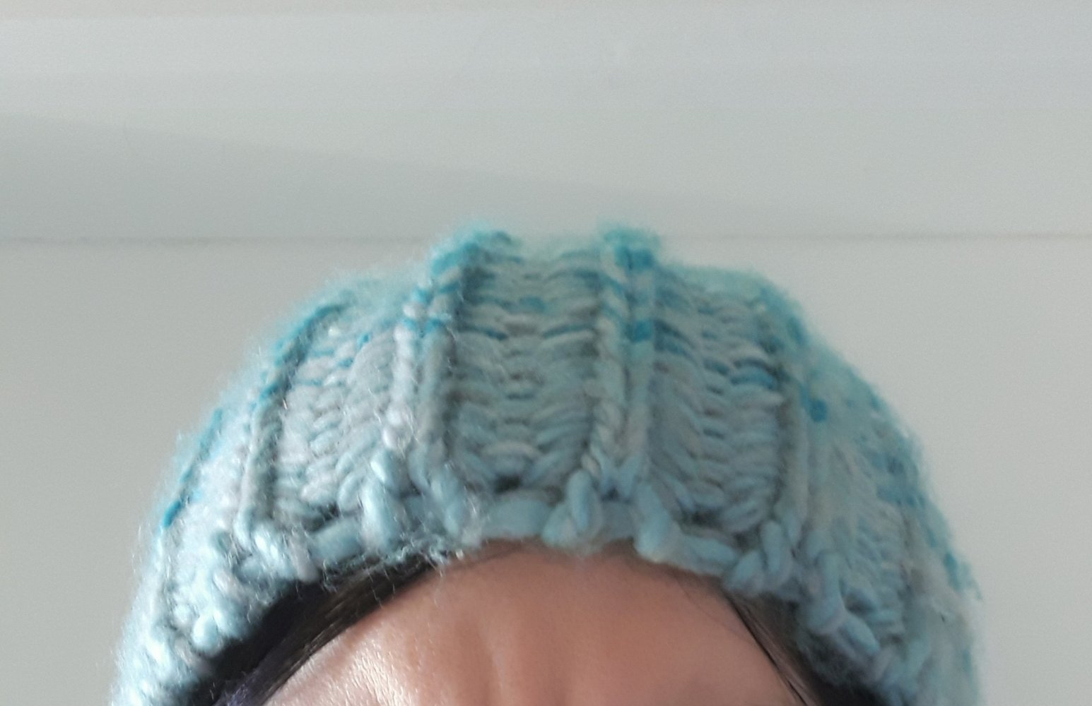 Strickmütze Wintermütze Beanie hellblau türkis gemustert Hippie