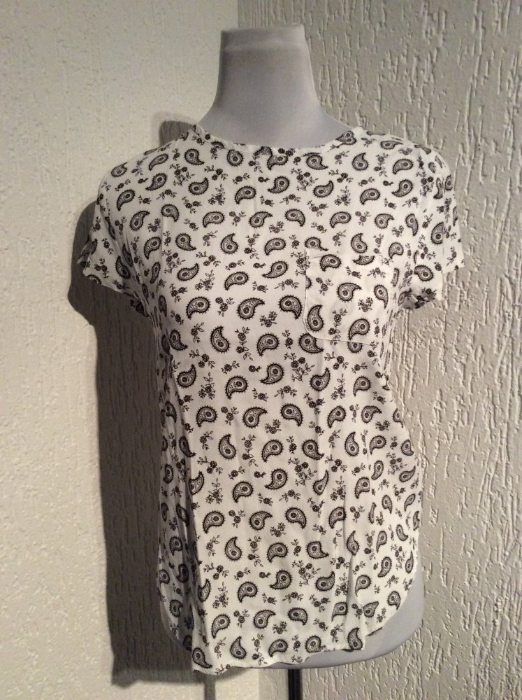 H&M Bluse Größe 34 neu Damen schwarz weiß leicht transparent 