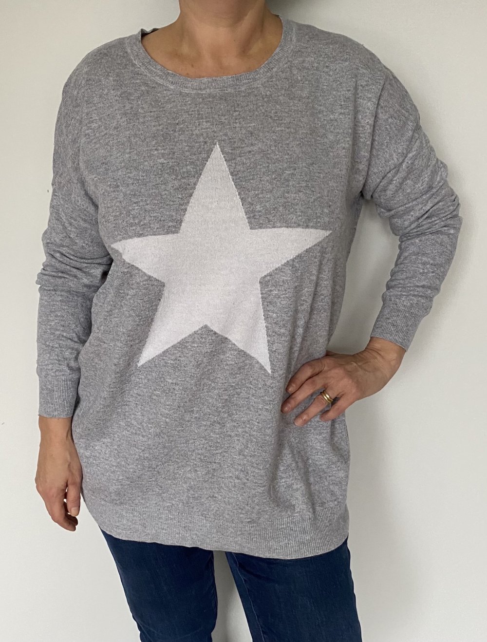 Vero Moda, Pullover, grau, Strick, Sternmotiv, Gr. L