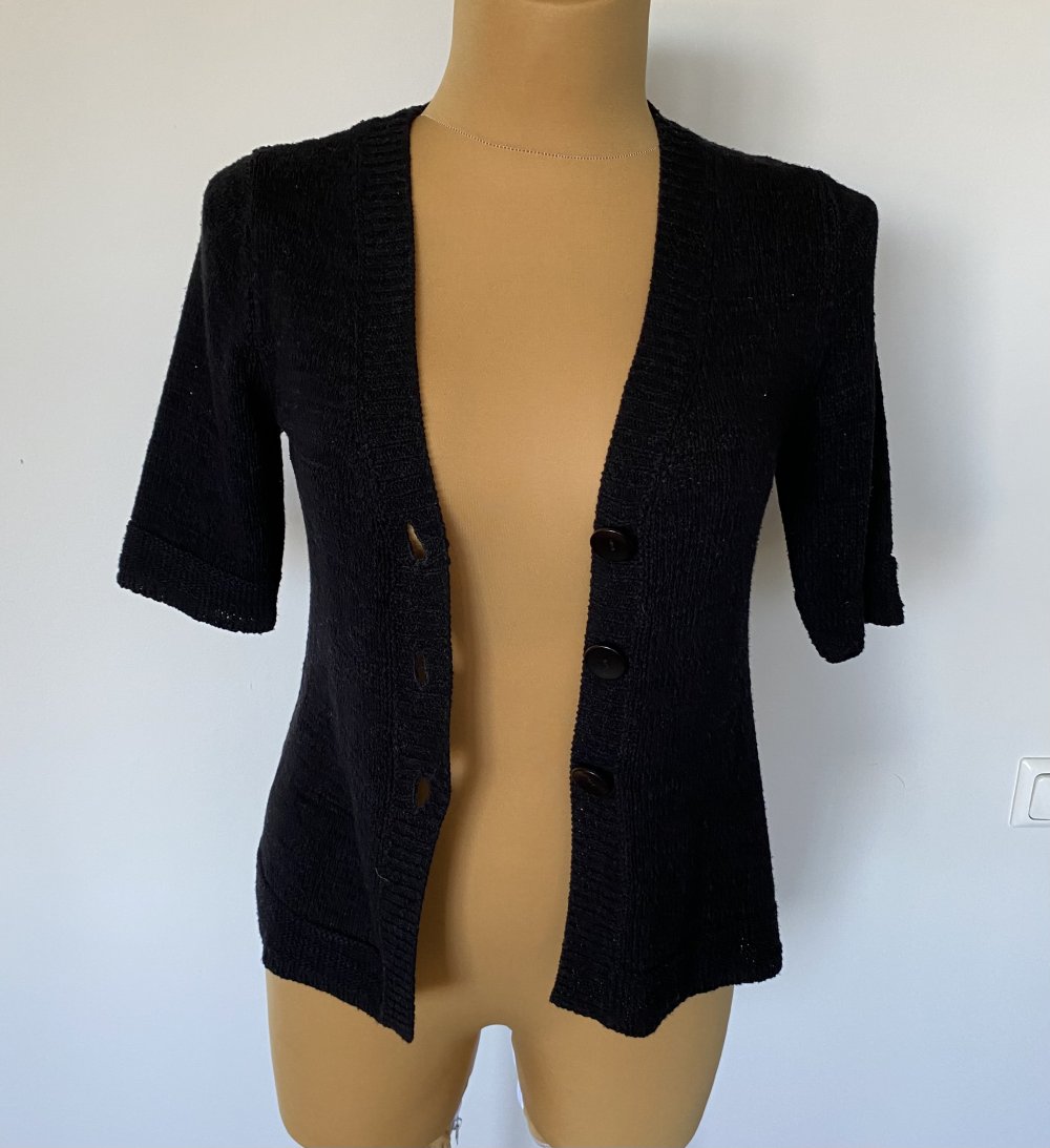 Strauss Innovation, Oberteil, Strickjacke, kurzarm, schwarz, Gr. 36