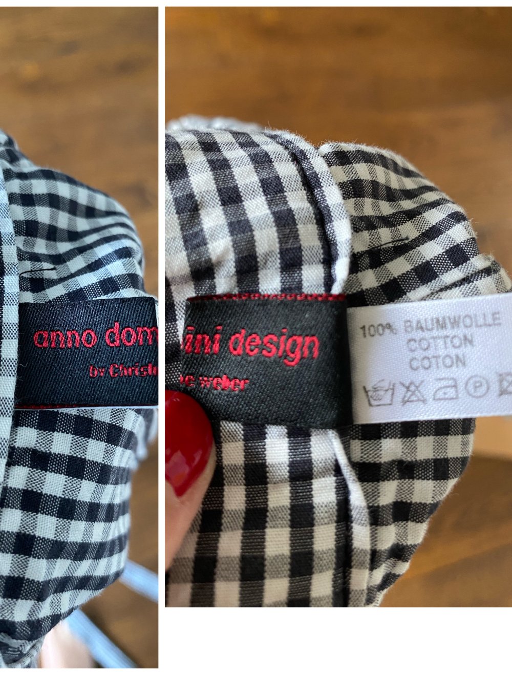 Anno Domini Design, Dirndl Schürze, Tracht, schwarz/weiß kariert, Stickerei, onesize