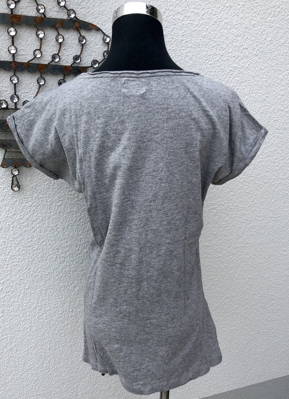 Only, T-Shirt, Peace Logo, Glitzer, Grau, Gr.38