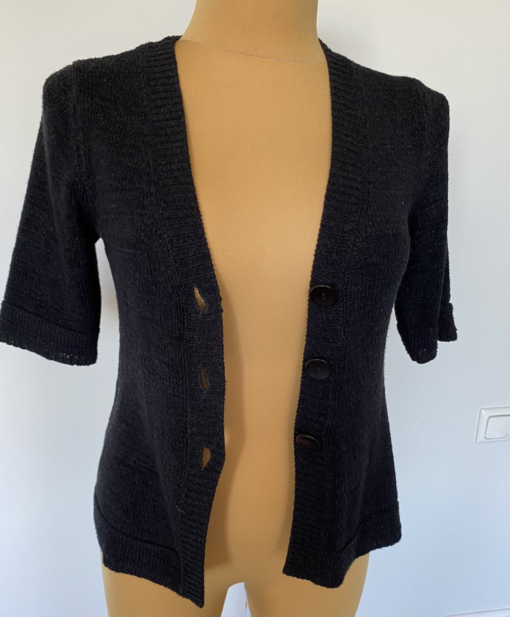 Strauss Innovation, Oberteil, Strickjacke, kurzarm, schwarz, Gr. 36