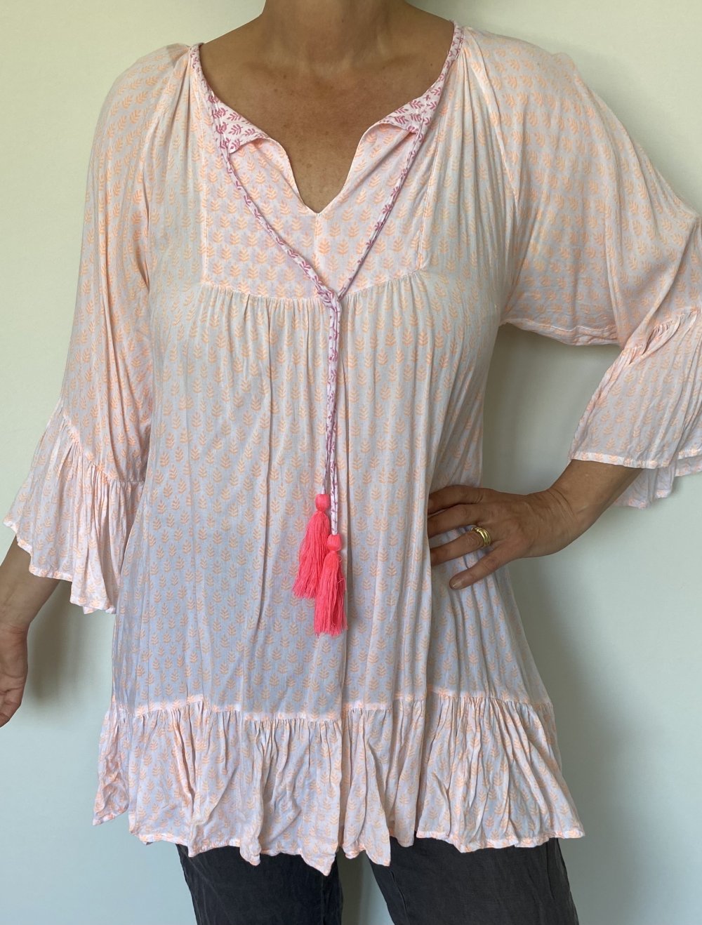 Ayushi, Tunika, Bali Style, bunt, Pompons, onesize