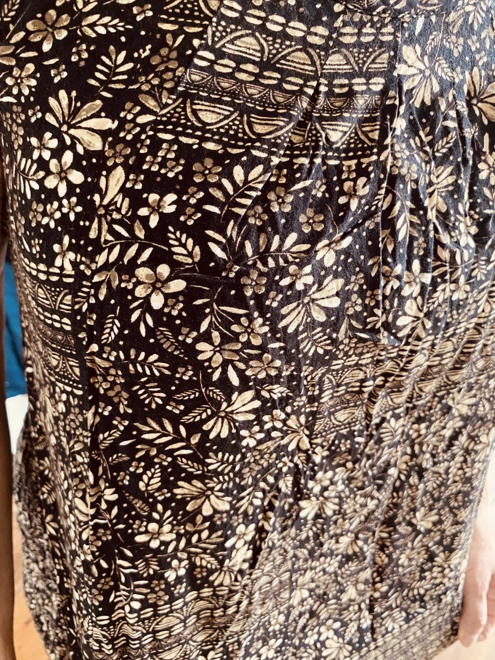 Apricot, Tunika/ Shirt, ärmellos, schwarz/braun, gemustert, Gr. L
