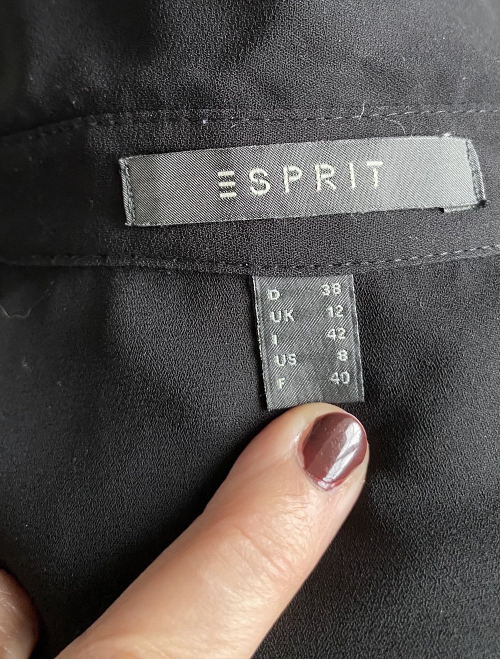 Esprit, Bluse, schwarz, langarm, verdeckte Knopfleiste, Gr. 38