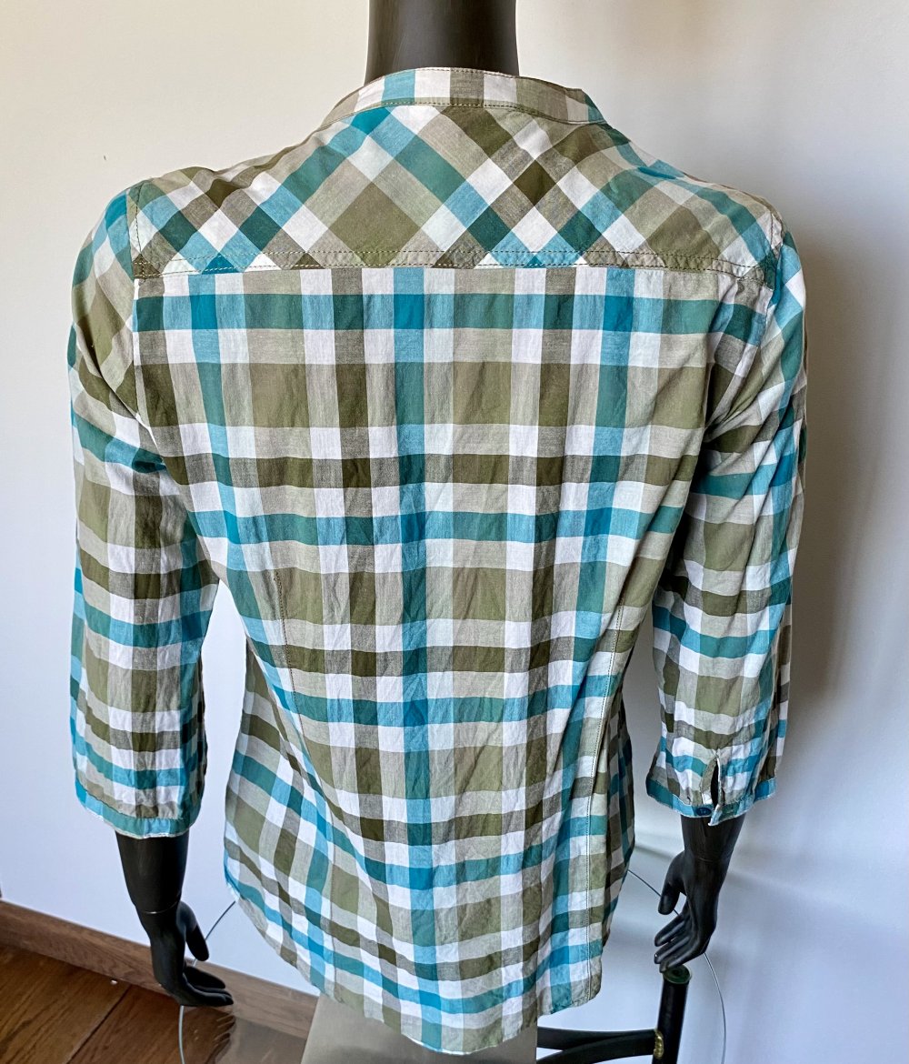 Anne L., Bluse, kariert, 3/4 Arm, blau-grün, Gr. 38