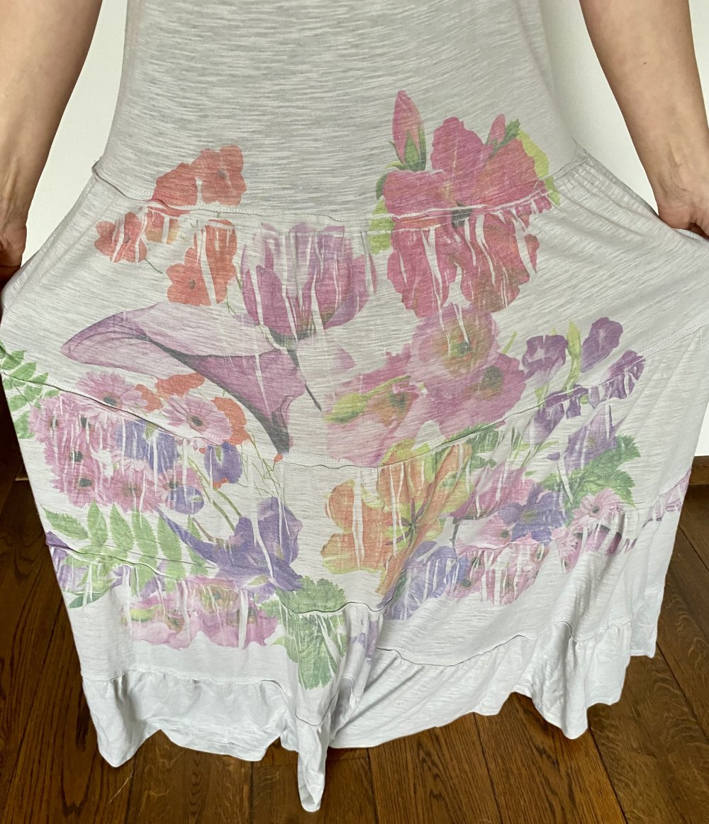 Co2 Paris, Festival /Maxikleid, grau/bunt, Flowerprint, Gr. M (40/42)