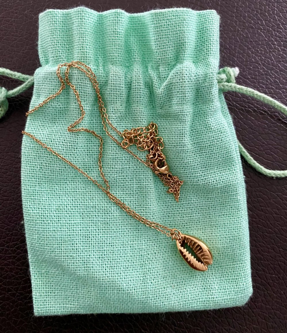 Schmuckset, Armband und Kette, Muscheln, goldfarben