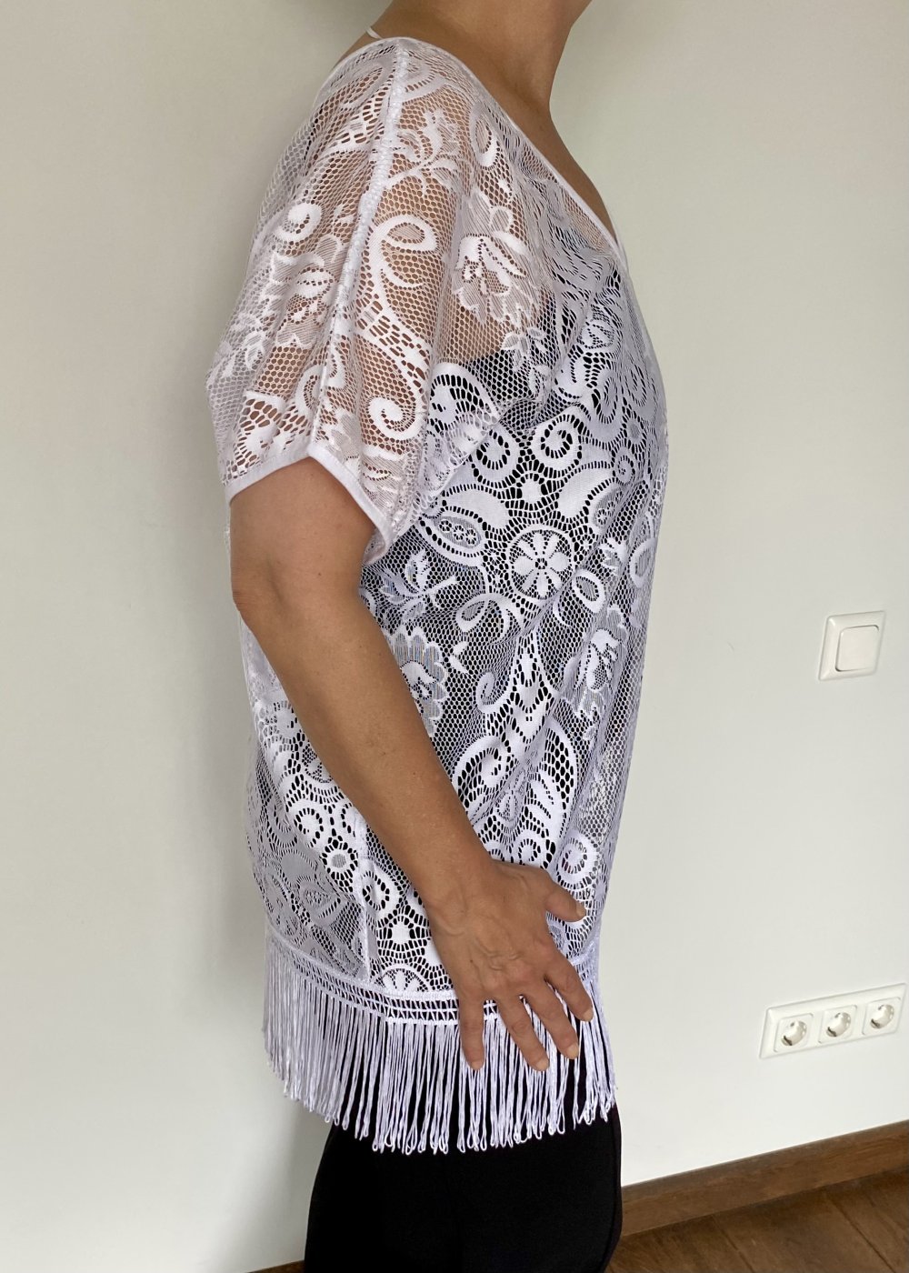 Hunkemöller, Strandtunika, weiß, Häkellook, mit Fransen, Gr. M
