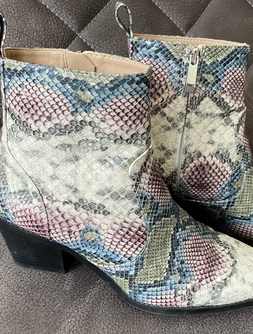 Zara, Stiefelette, Kunstleder, Reptilprint, bunt, Gr. 39