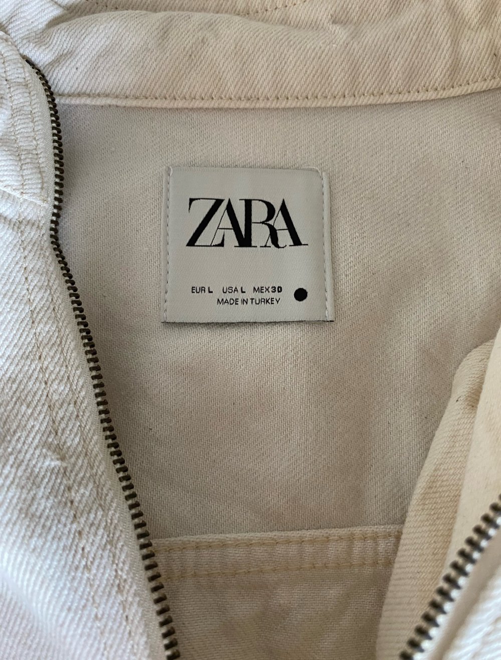 Zara, Pullover, Reißverschluss, creme, Baumwolle, Gr. L