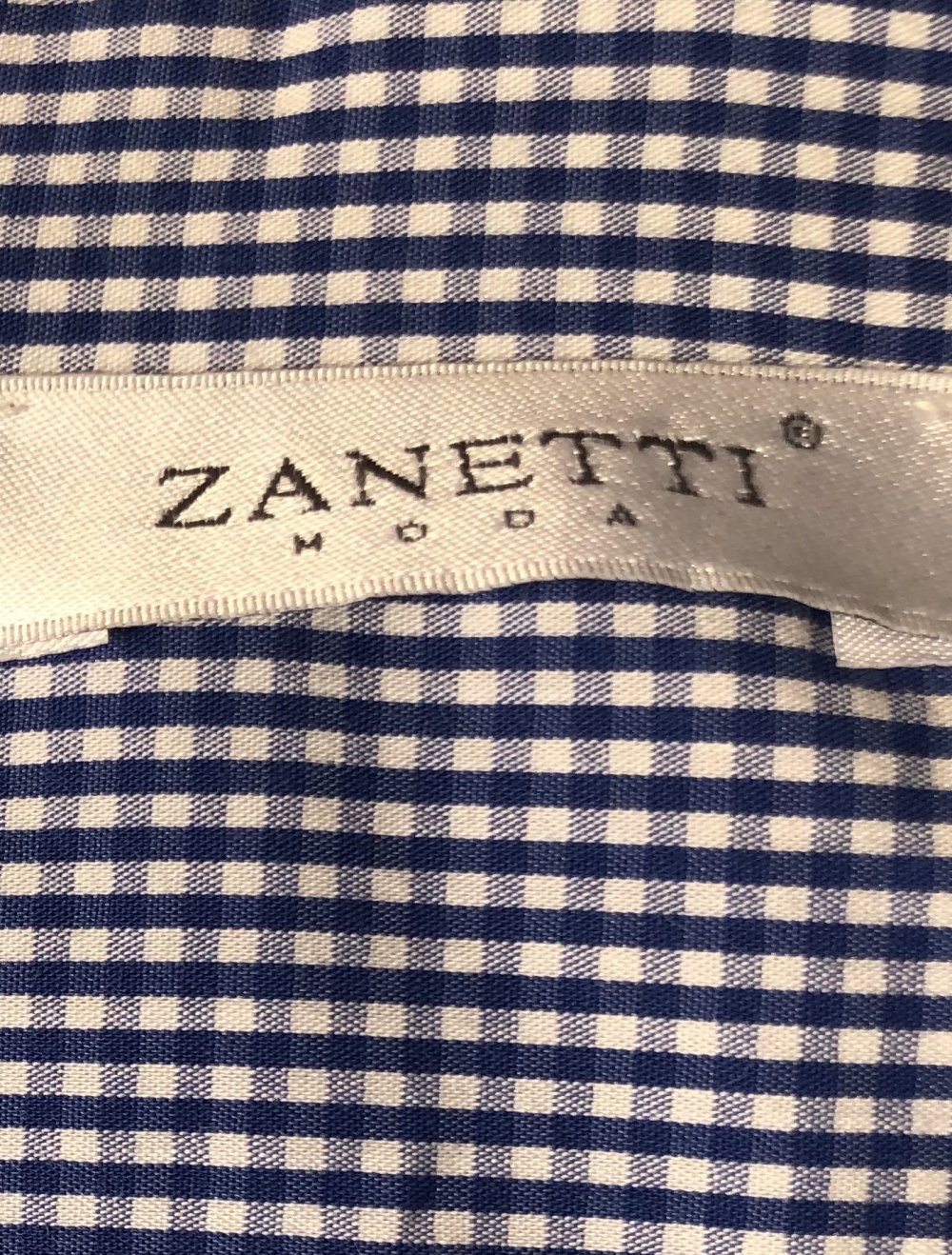 Zanetti, Bluse, langarm, kariert, blau/weiß, Gr. 46