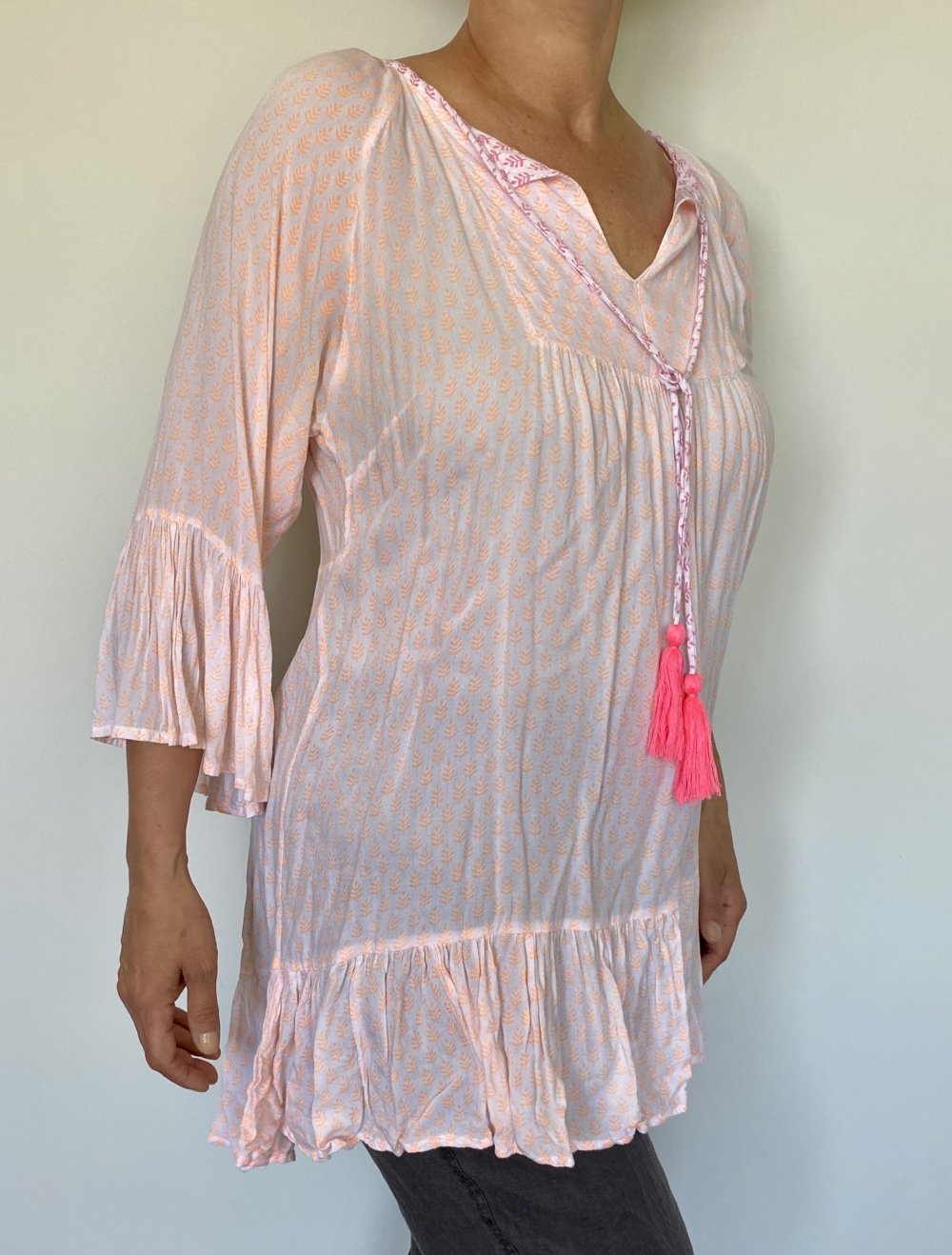 Ayushi, Tunika, Bali Style, bunt, Pompons, onesize