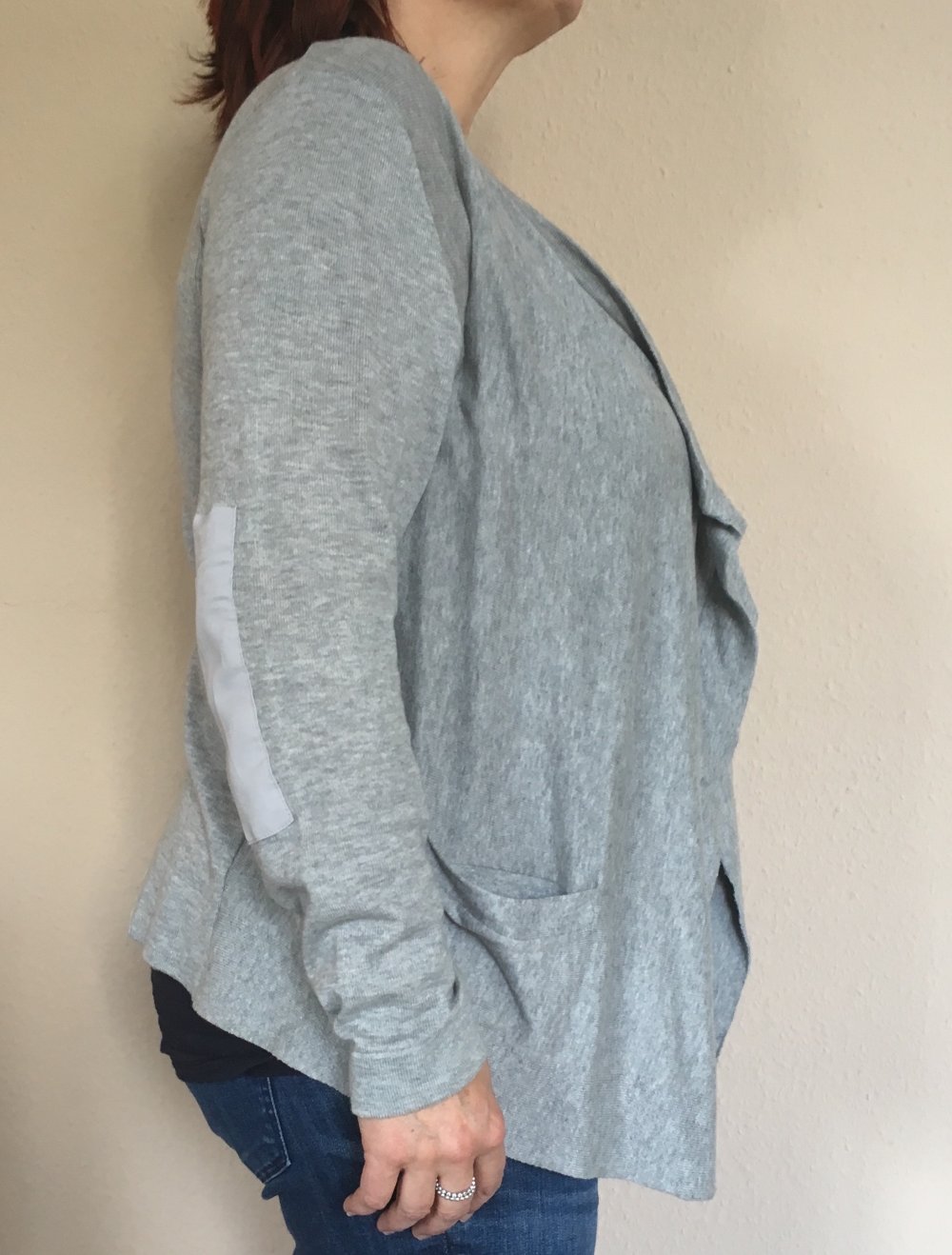 Retro-ology, Kuschelstrickjacke, offen, hellgrau, Gr. L