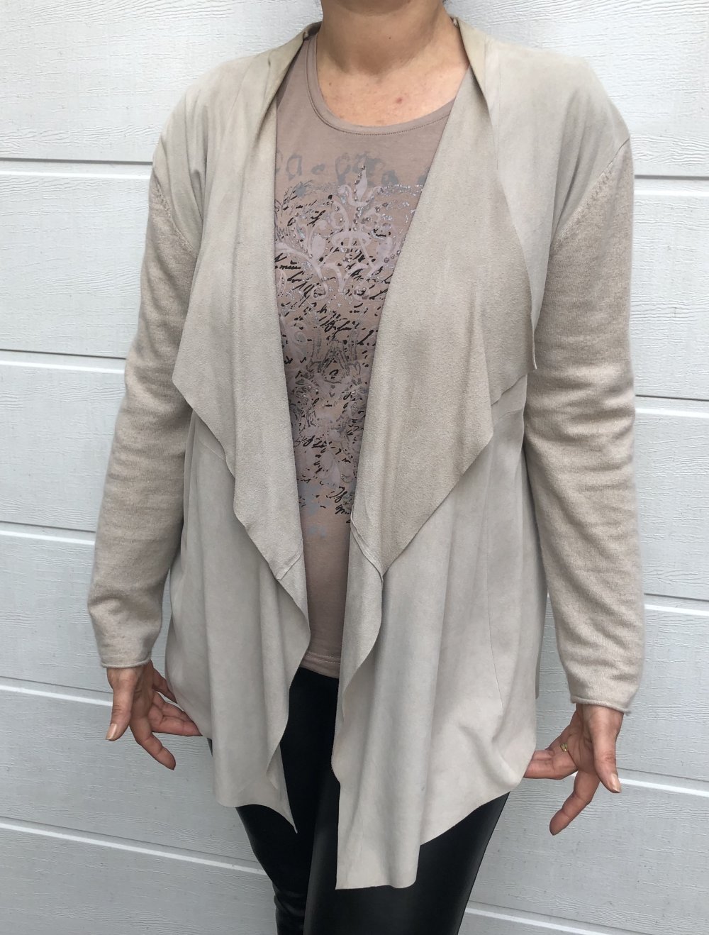 NC nice connection, offener Cardigan, Leder/Cashmere, Gr.44